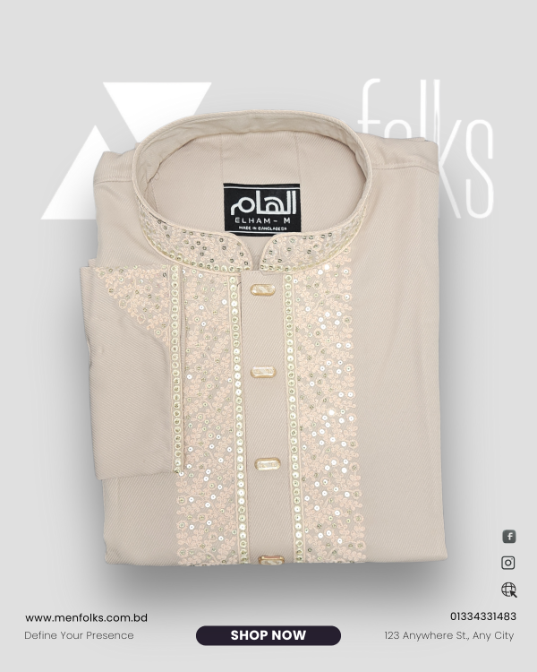 Premium Khaki Cheli Cotton Panjabi