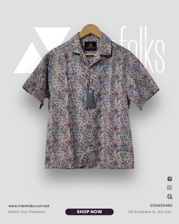Printed Camp Collar Shirt Mens Summer Style