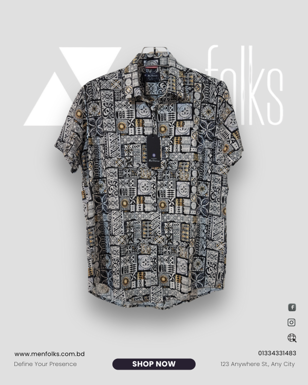 Mens Casual Printed Cotton Shirt For Summer