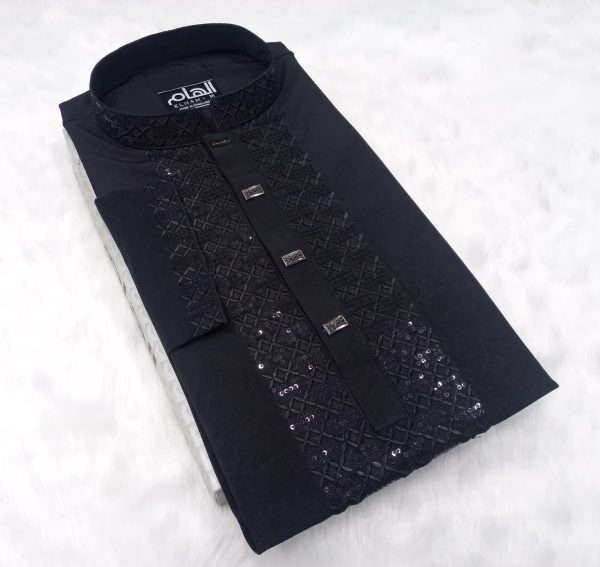 Premium Black Sequence Panjabi